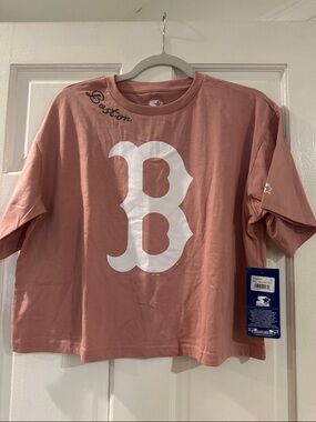 STARTER Dusty Pink Boston Red Sox  'B' Cropped Tee